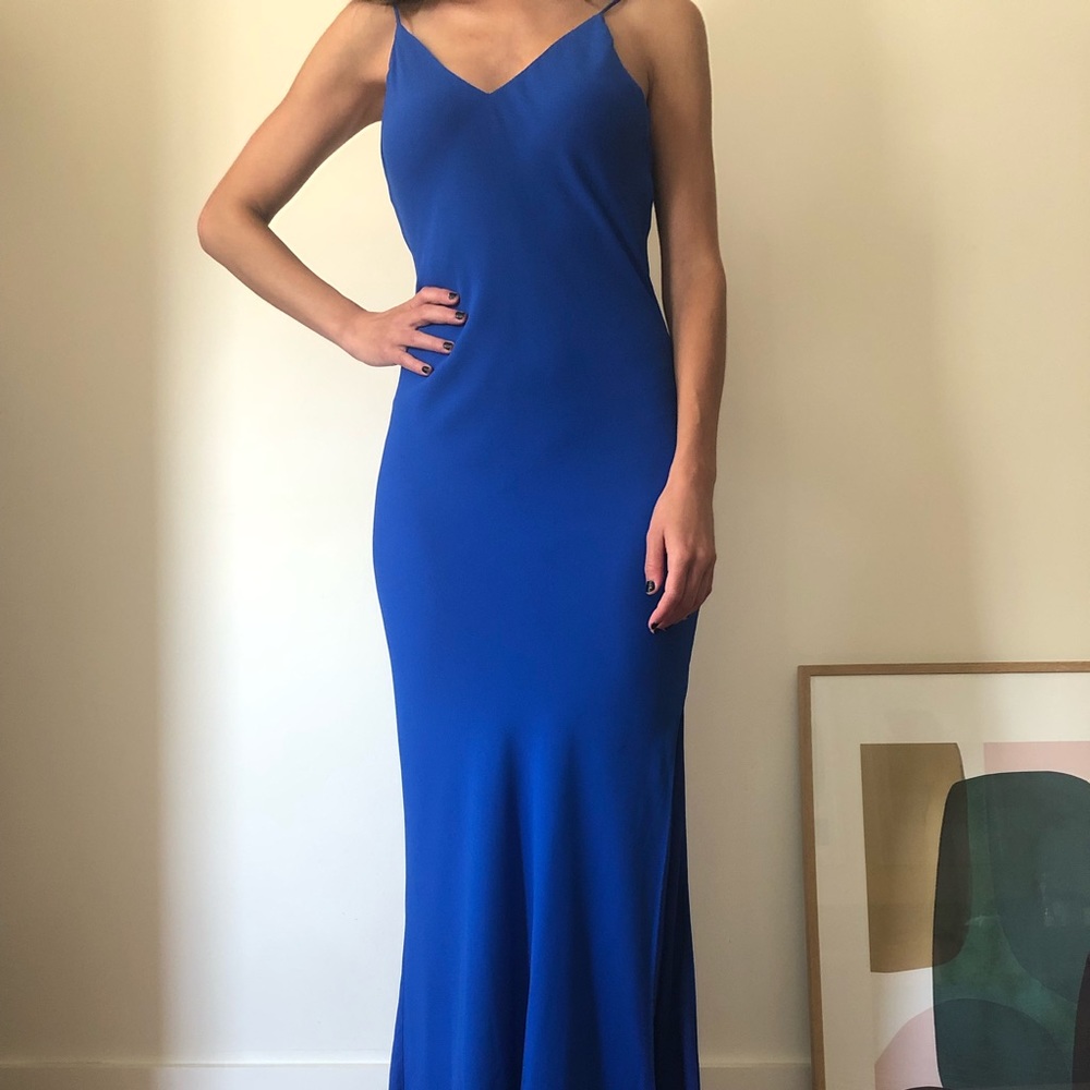 Cobalt Backless Slip Maxi Dress